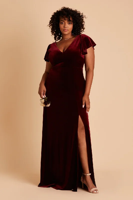 Hannah Velvet Dress - Cabernet