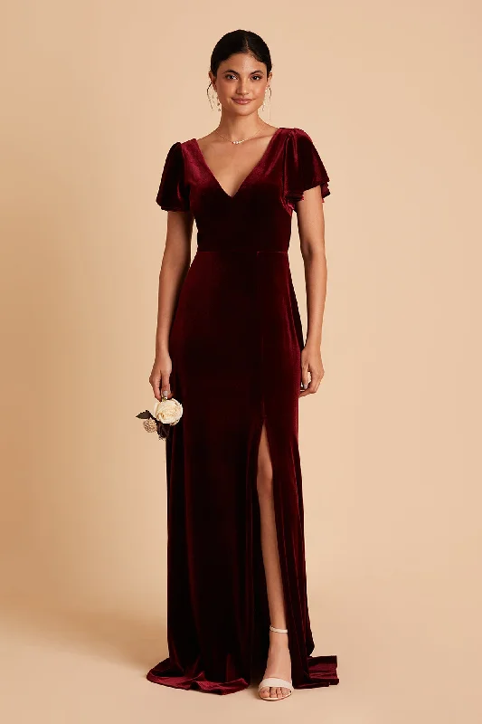 Hannah Velvet Dress - Cabernet