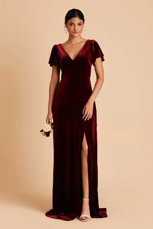 Hannah Velvet Dress - Cabernet