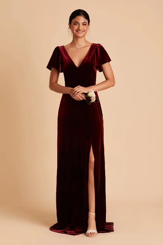 Hannah Velvet Dress - Cabernet