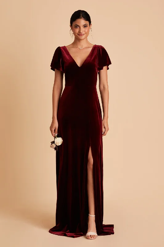 Hannah Velvet Dress - Cabernet