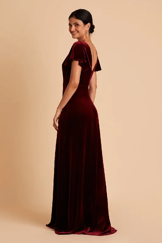 Hannah Velvet Dress - Cabernet