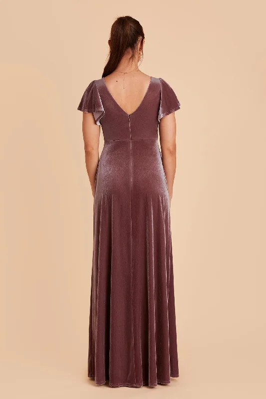 Hannah Velvet Dress - Desert Rose