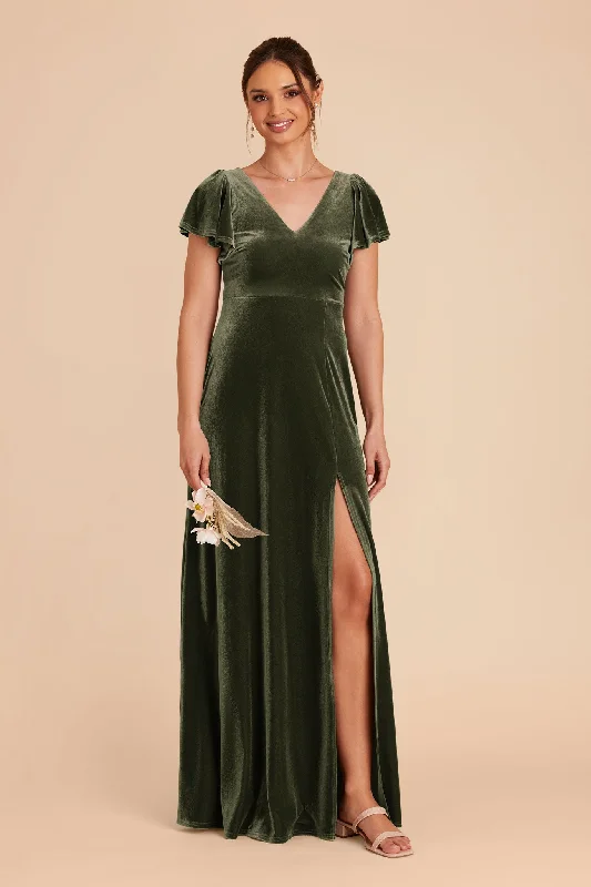 Hannah Velvet Dress - Olive