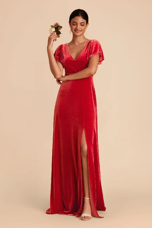 Hannah Velvet Dress - Ruby Red