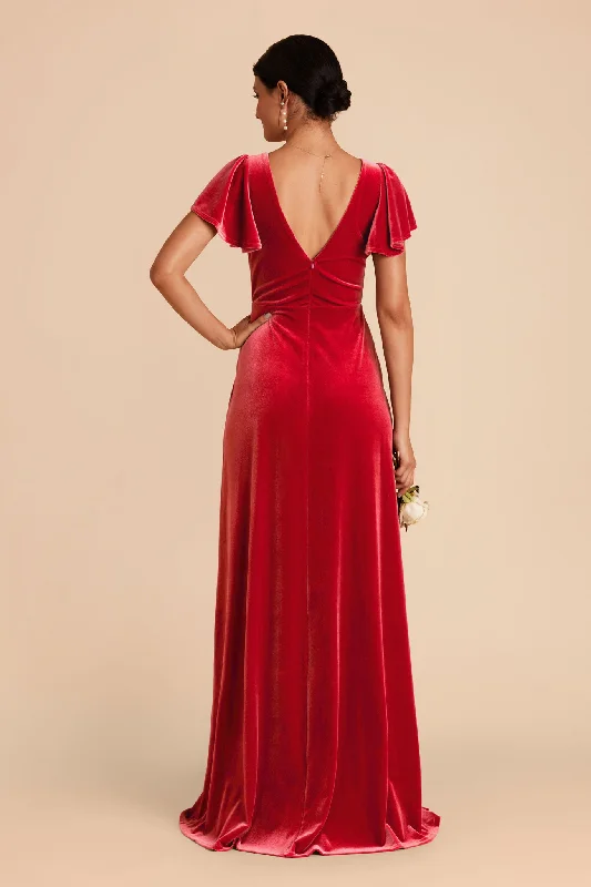 Hannah Velvet Dress - Ruby Red