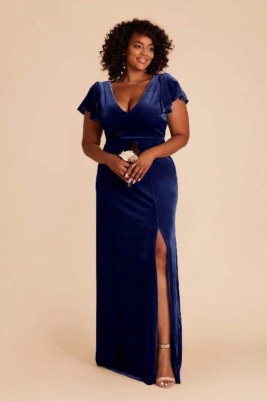 Hannah Velvet Dress - Sapphire Blue