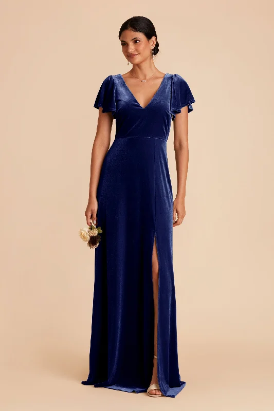 Hannah Velvet Dress - Sapphire Blue