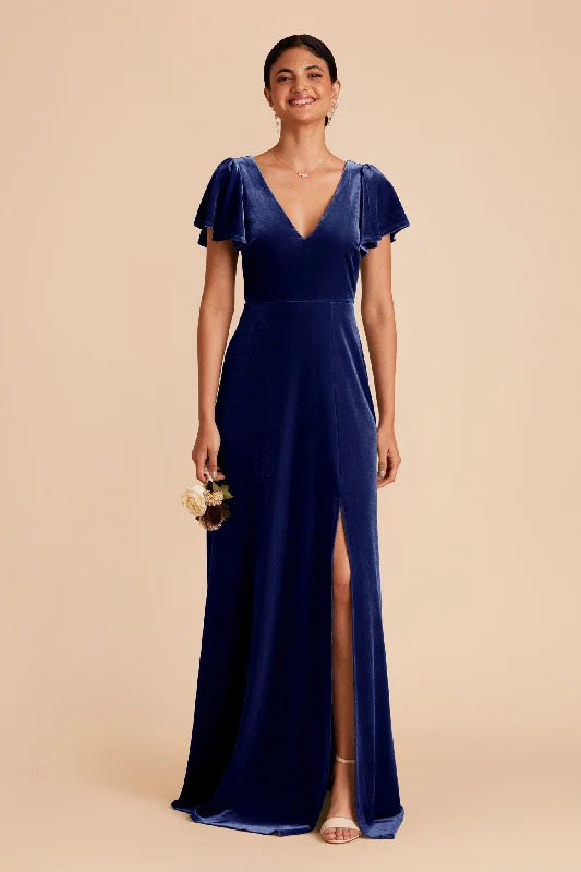 Hannah Velvet Dress - Sapphire Blue