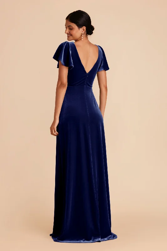 Hannah Velvet Dress - Sapphire Blue