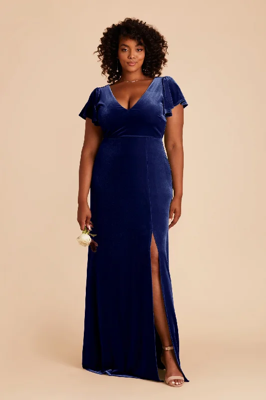 Hannah Velvet Dress - Sapphire Blue