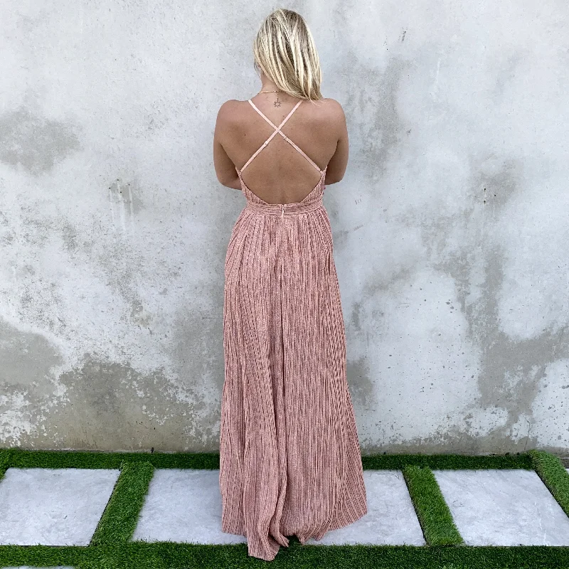 Hidden Gems Rose Gold Party Maxi Dress