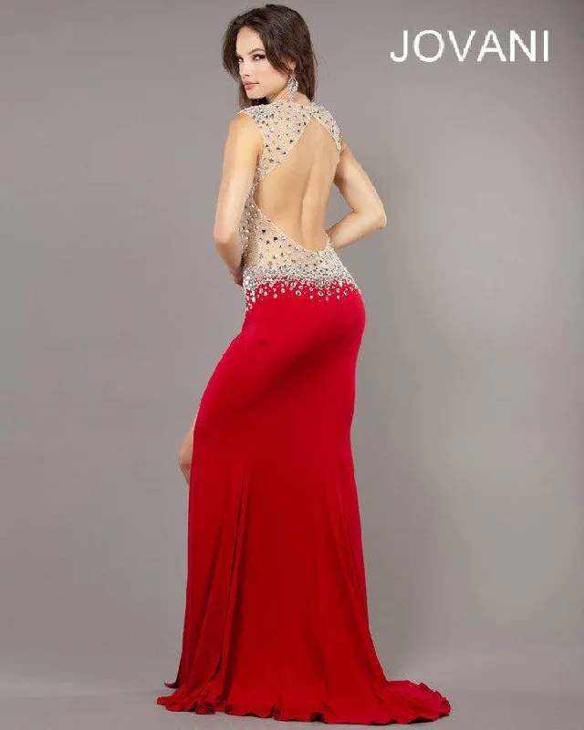 Jovani 74234 Deep V Neck Illusion Long Prom Gown