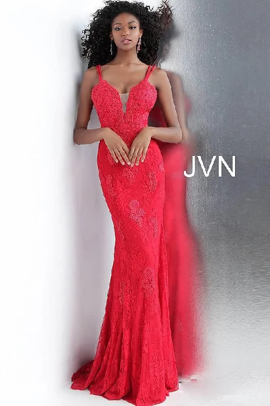 Jovani 66971 Long Fitted Formal Lace Prom Gown