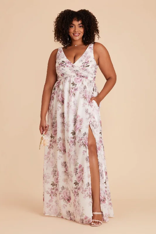 Laurie Empire Dress - Dusty Pink Peonies