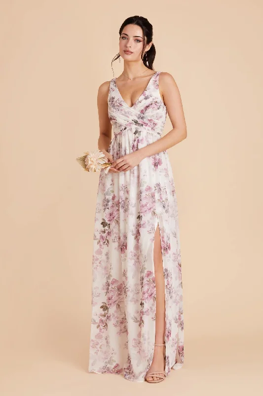 Laurie Empire Dress - Dusty Pink Peonies