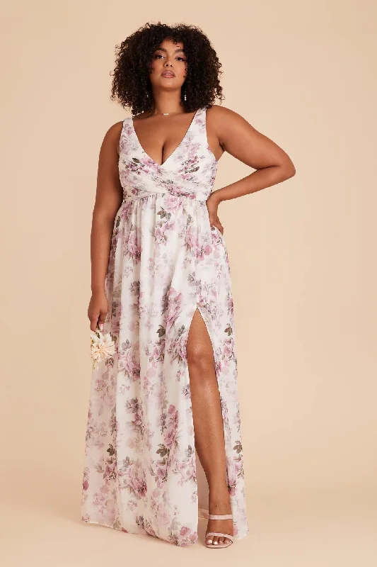 Laurie Empire Dress - Dusty Pink Peonies