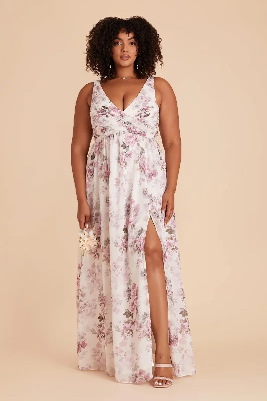 Laurie Empire Dress - Dusty Pink Peonies