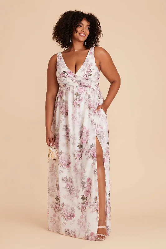 Laurie Empire Dress - Dusty Pink Peonies