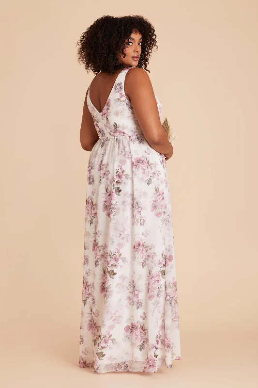 Laurie Empire Dress - Dusty Pink Peonies