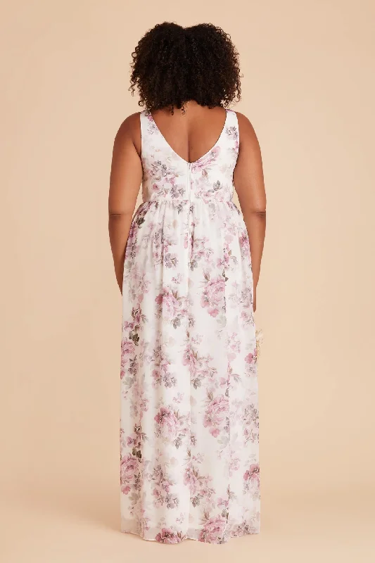 Laurie Empire Dress - Dusty Pink Peonies