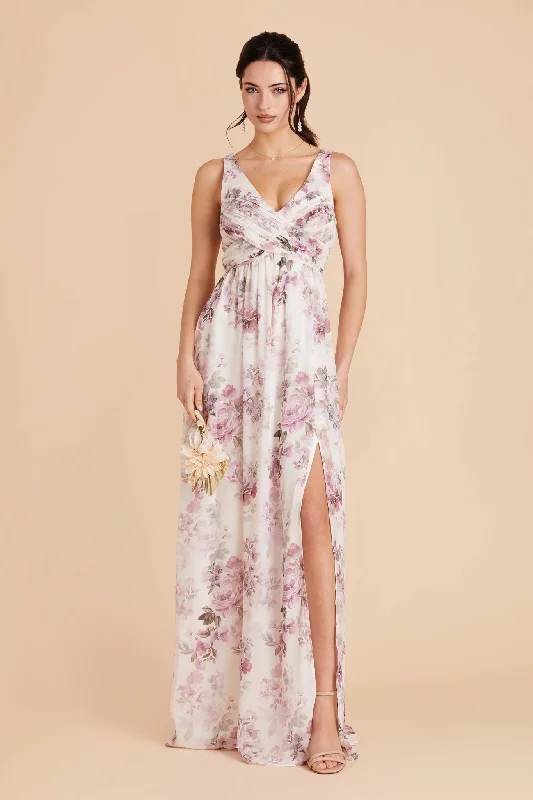 Laurie Empire Dress - Dusty Pink Peonies