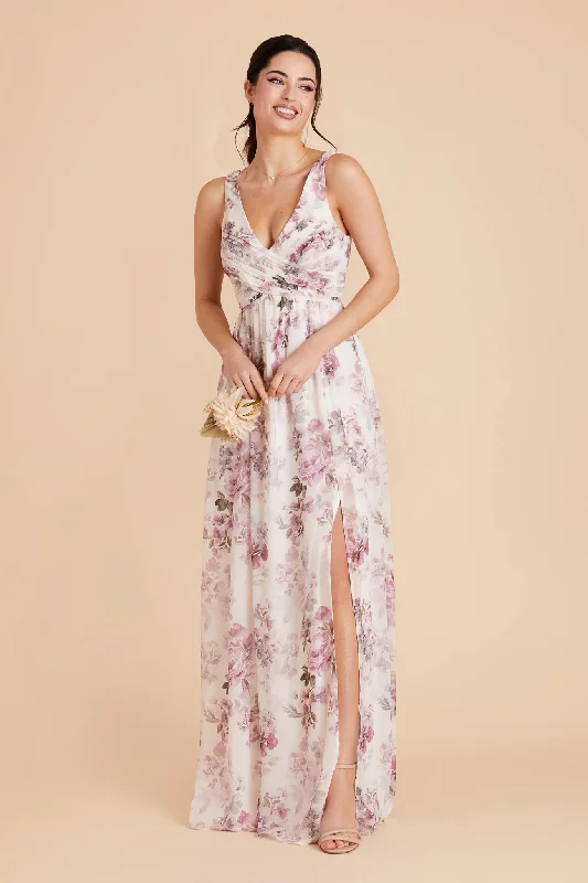 Laurie Empire Dress - Dusty Pink Peonies