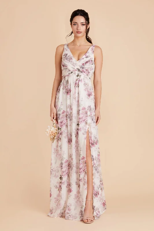 Laurie Empire Dress - Dusty Pink Peonies