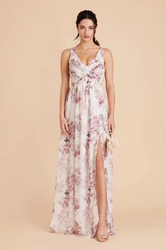 Laurie Empire Dress - Dusty Pink Peonies