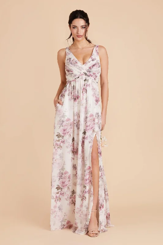 Laurie Empire Dress - Dusty Pink Peonies