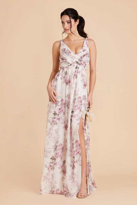 Laurie Empire Dress - Dusty Pink Peonies