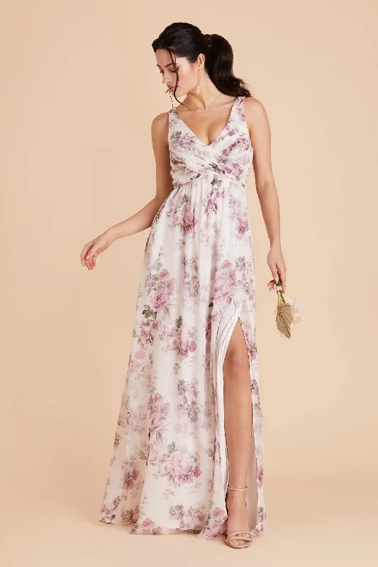 Laurie Empire Dress - Dusty Pink Peonies