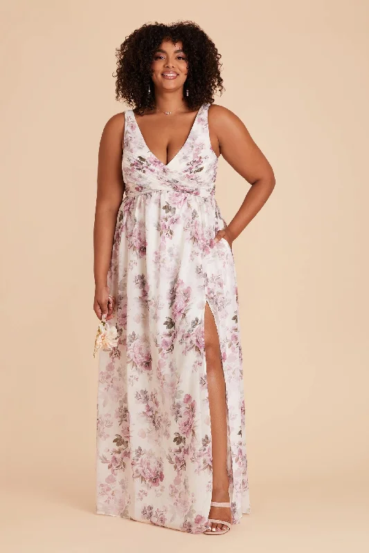 Laurie Empire Dress - Dusty Pink Peonies