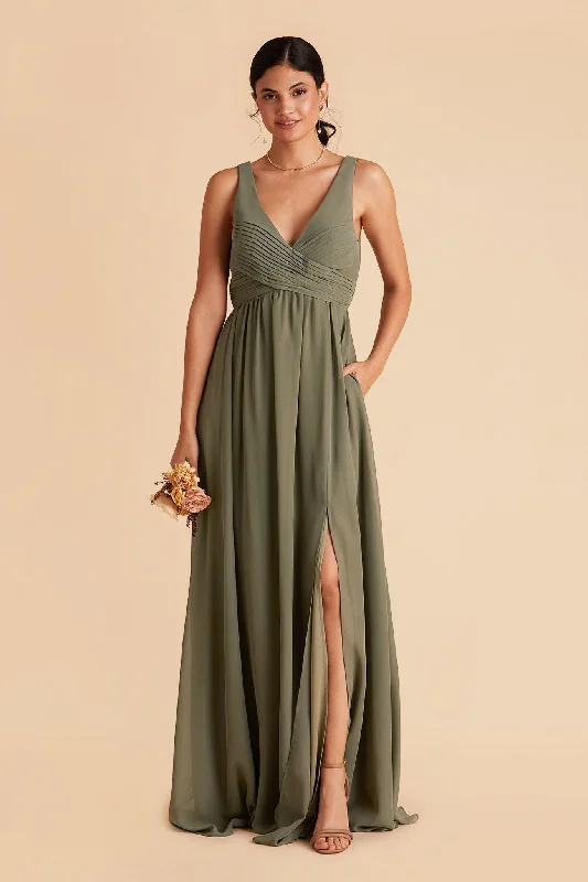 Laurie Empire Dress - Moss Green