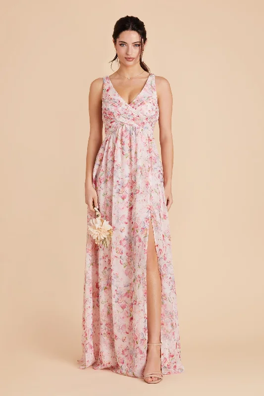 Laurie Empire Dress - Pink Falling Petals