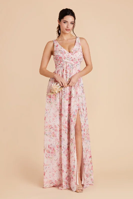 Laurie Empire Dress - Pink Falling Petals