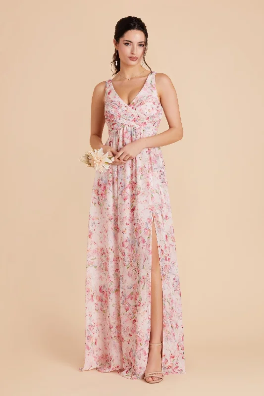 Laurie Empire Dress - Pink Falling Petals