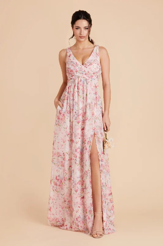 Laurie Empire Dress - Pink Falling Petals