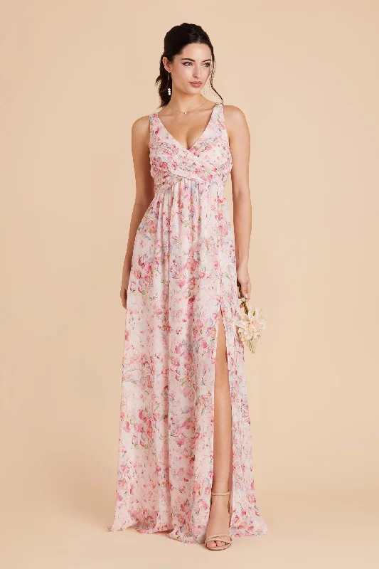 Laurie Empire Dress - Pink Falling Petals