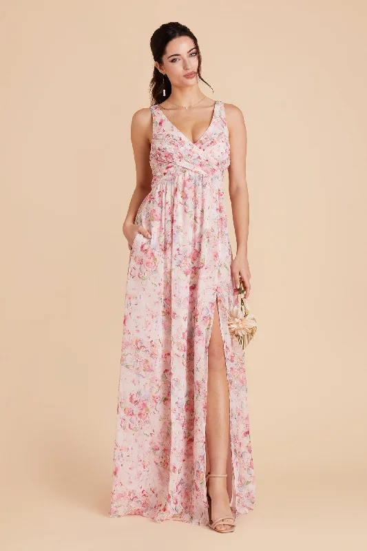 Laurie Empire Dress - Pink Falling Petals