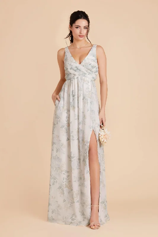 Laurie Empire Dress - Sage Spring Garden