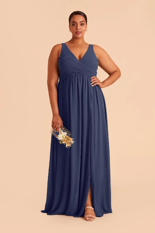 Laurie Empire Dress - Slate Blue