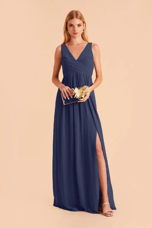 Laurie Empire Dress - Slate Blue