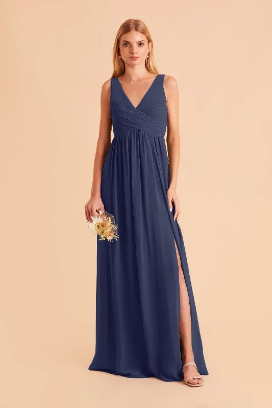 Laurie Empire Dress - Slate Blue