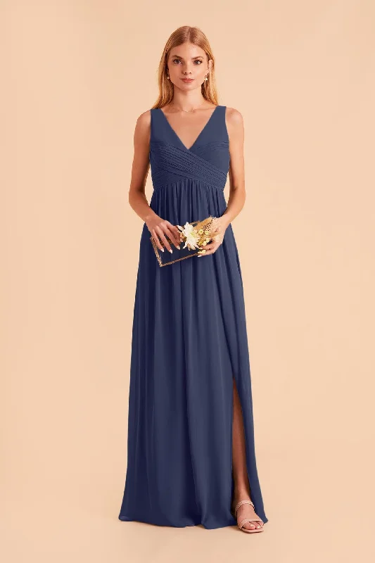 Laurie Empire Dress - Slate Blue