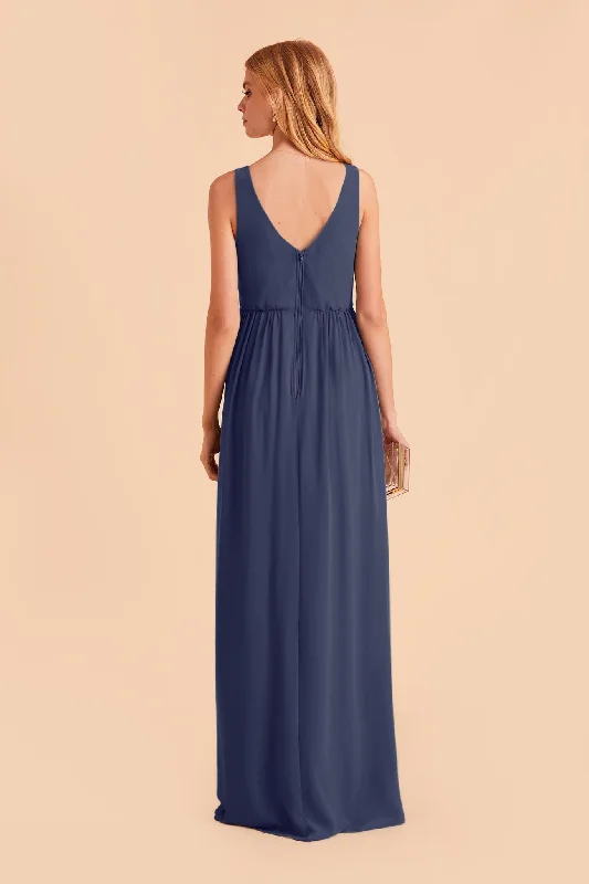 Laurie Empire Dress - Slate Blue