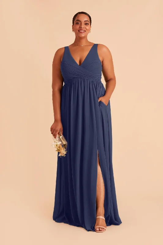 Laurie Empire Dress - Slate Blue