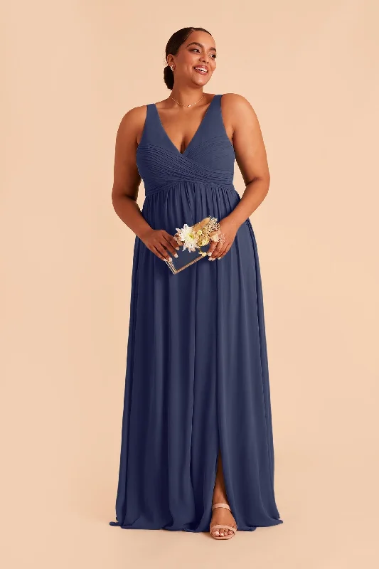 Laurie Empire Dress - Slate Blue