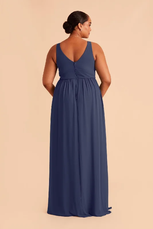 Laurie Empire Dress - Slate Blue