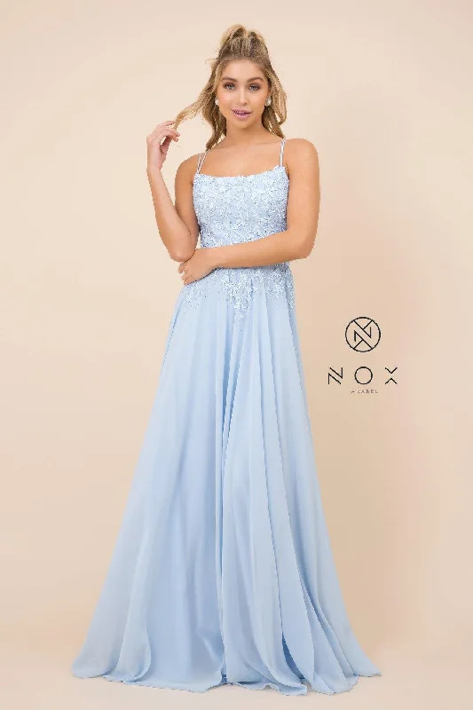 Long Formal Spaghetti Strap Chiffon Prom Dress